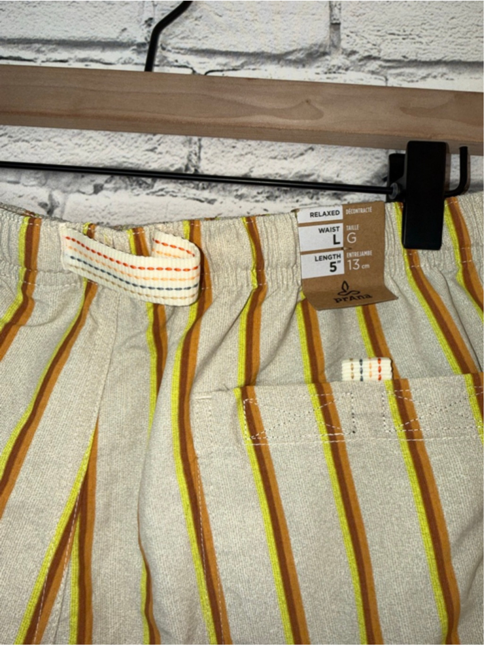 Men's Prana Shorts size Large Indio Heritage Shorts Yarrow Striped 5’ inseam NWT - Picture 12 of 16